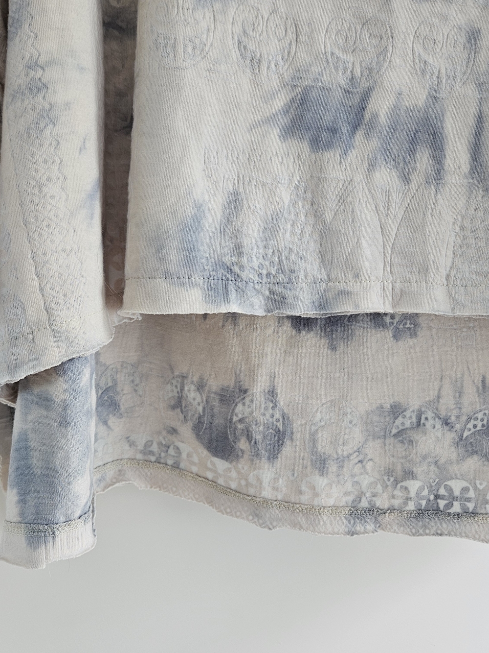 We The Free Tie-Dye Lightweight Long Sleeve Top in Blue and Cream Boho Oversized - Picture 3 of 7